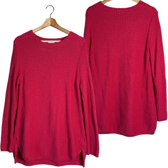 J. Jill Sweaters - NWOT J. Jill Chunky Knit Sweater Pullover Tunic Womens Medium Pink Crewneck Cozy